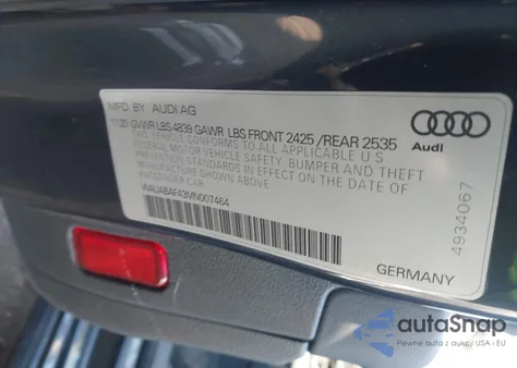 2021 Audi A4 Premium 40 Tfsi Quattro S Tronic из США, поврежденный, VIN WAUABAF43MN007464
